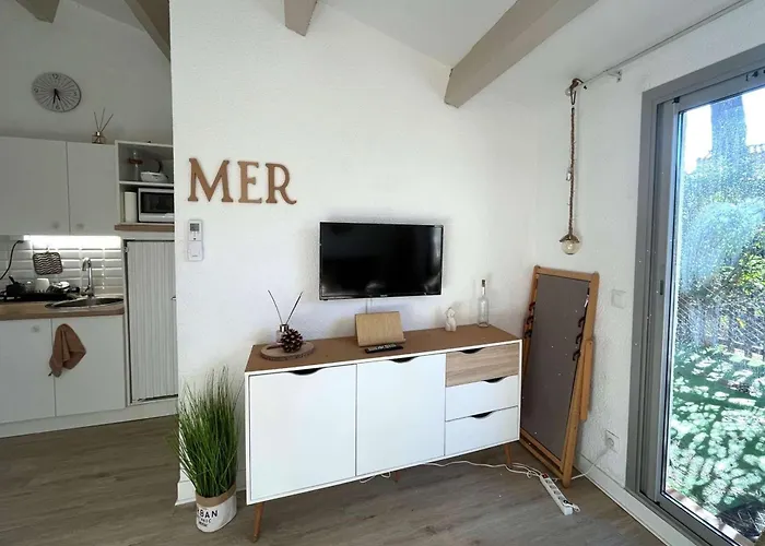 Mitoyenne T2 Climatisee Avec Piscine Et Parking, Vue Pinede - Fr-1-607-237 * Agde